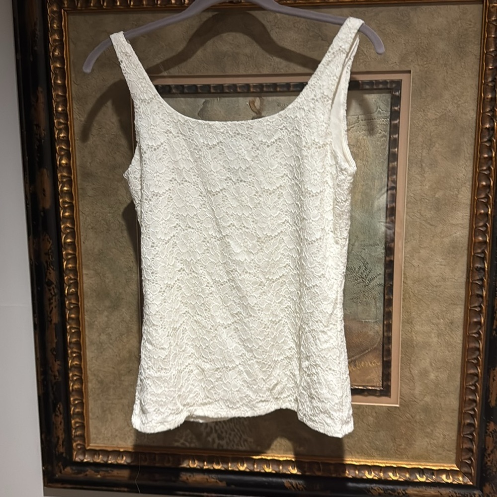 White House Black Market Elegant Lace White Tank Top - Picture 5 of 8